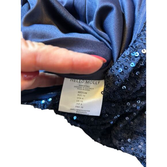 NWT - Hello Molly Navy Blue Sequined Gown - Size M - Picture 12 of 16
